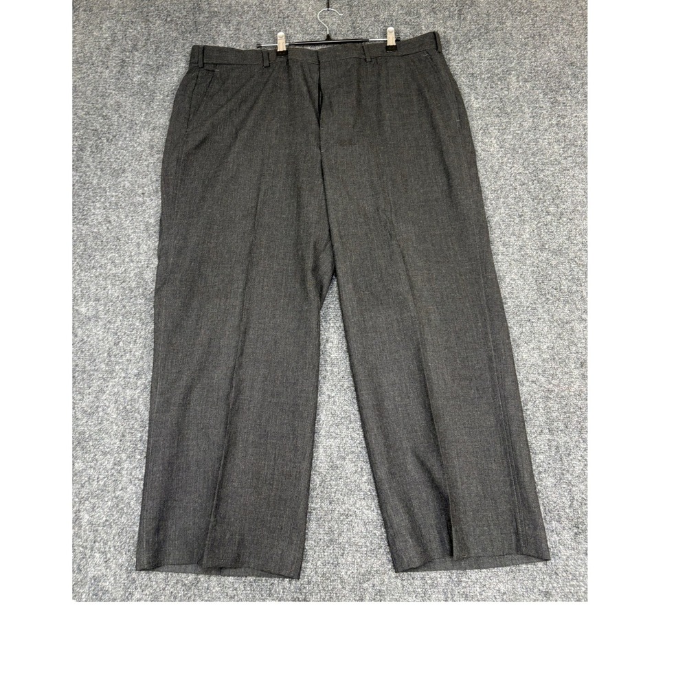 Lands End Worsted Wool Dress Pants Mens 42 Charcoal Gray Flat Front Straight Leg
